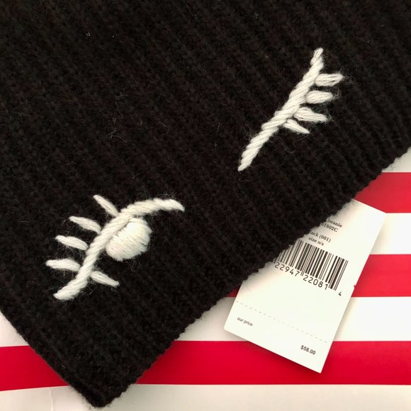 Kate Spade Black NWT "Winking" Beanie - Picture 2 of 2
